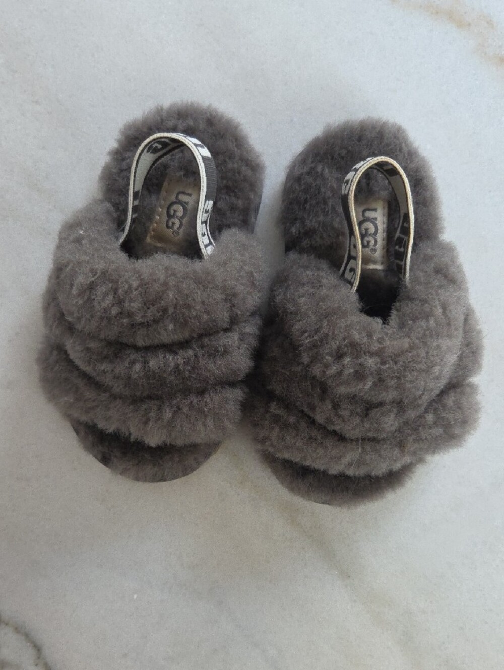 UGG Gray Shearling Slide Sandals Size 6 - Picture 2 of 8